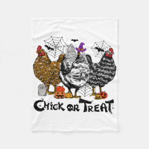 Halloween Chicken Chick Or Treat Spooky Season Pum Fleece Blanket