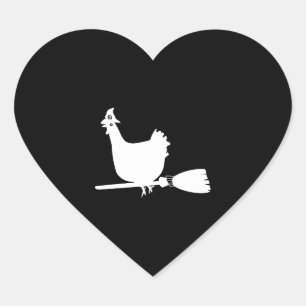 Halloween Chicken Chickens Witch Funny Gift Heart Sticker