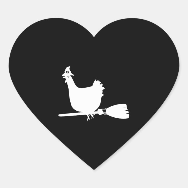 Halloween Chicken Chickens Witch Funny Gift Heart Sticker (Front)