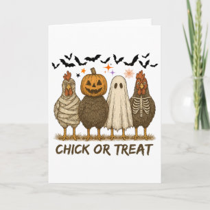 Halloween Chicken Skeleton Chick Or Treat Spooky S Card