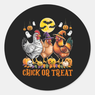 Halloween Chicken Witch Chick Or Treat Spooky Seas Classic Round Sticker