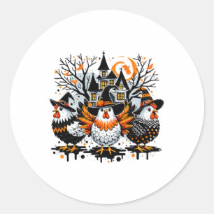 Halloween Chickens Farmer Chicken Girl  Classic Round Sticker
