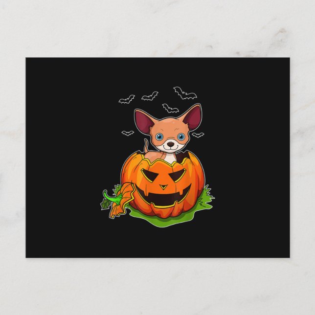 Halloween Chihuahua Dog Lovers Pumpkin Grunge Jack Holiday Postcard (Front)