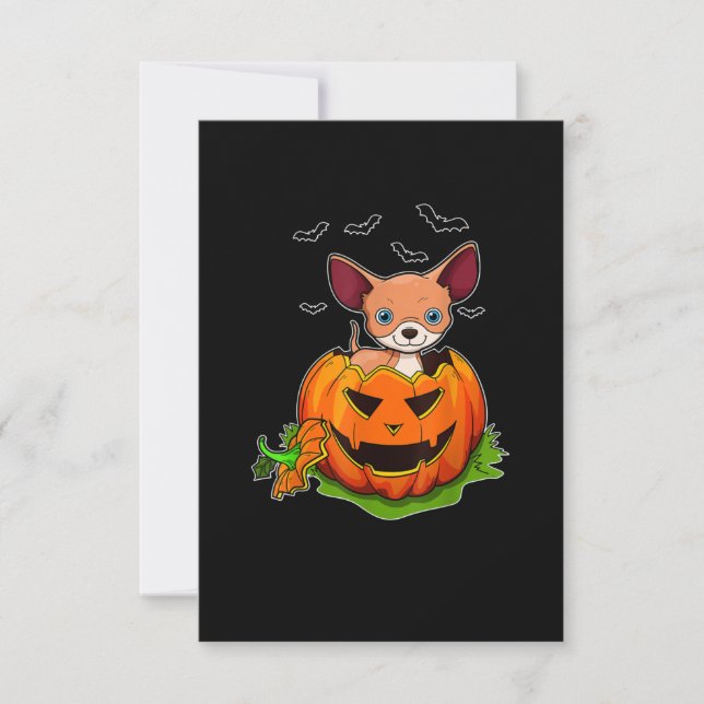 Halloween Chihuahua Dog Lovers Pumpkin Grunge Jack RSVP Card (Front)