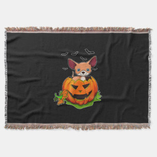 Halloween Chihuahua Dog Lovers Pumpkin Grunge Jack Throw Blanket