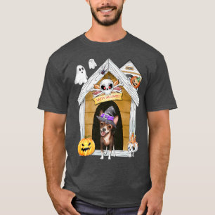 Halloween Chihuahua Dog Witch Haunted House T-Shirt