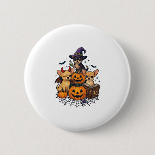 Halloween Chihuahua Dogs Pumpkins Witch Hat Spell 6 Cm Round Badge