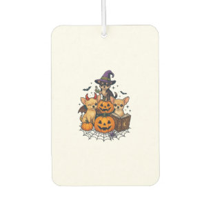 Halloween Chihuahua Dogs Pumpkins Witch Hat Spell Car Air Freshener
