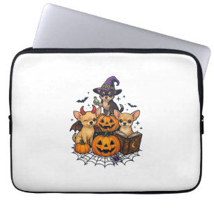 Halloween Chihuahua Dogs Pumpkins Witch Hat Spell Laptop Sleeve