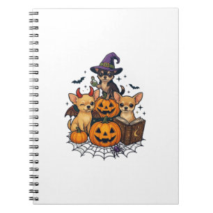 Halloween Chihuahua Dogs Pumpkins Witch Hat Spell  Notebook