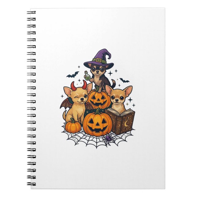 Halloween Chihuahua Dogs Pumpkins Witch Hat Spell  Notebook (Front)