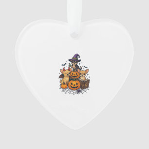 Halloween Chihuahua Dogs Pumpkins Witch Hat Spell  Ornament