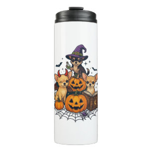 Halloween Chihuahua Dogs Pumpkins Witch Hat Spell Thermal Tumbler