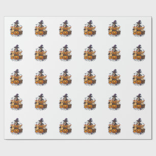 Halloween Chihuahua Dogs Pumpkins Witch Hat Spell Wrapping Paper