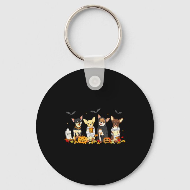 Halloween Chihuahua Ghost Soky Chihuahua Lovers Do Key Ring (Front)