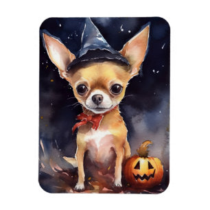 Halloween chihuahua With Pumpkins Scary Magnet