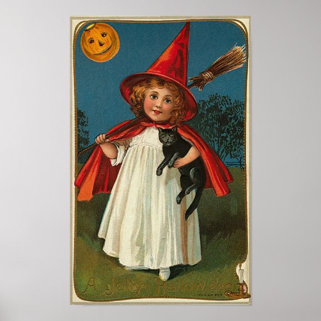 Halloween Child and Black Cat Poster (Front)