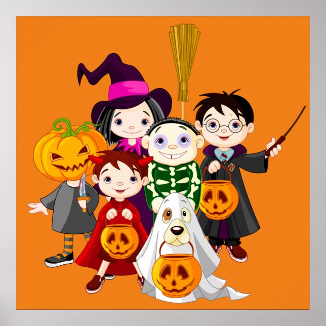 Halloween children trick or treating poster (Front)