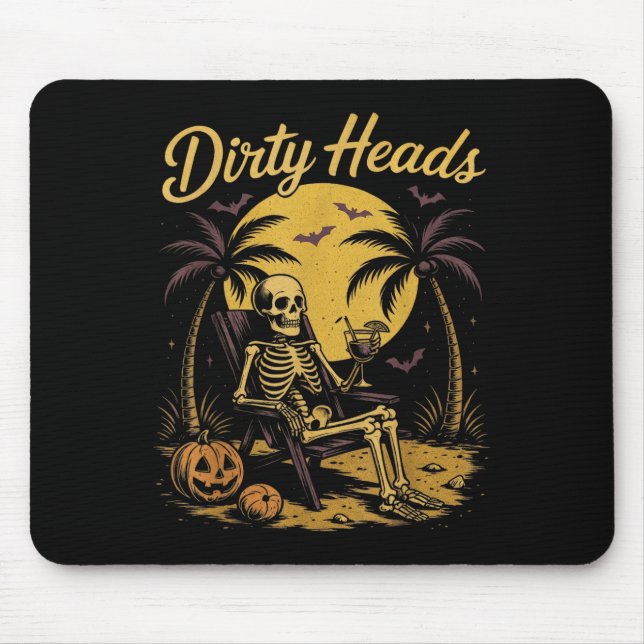 Halloween Chill Skeleton Dirty Heads Retro For Men Mouse Pad (Front)