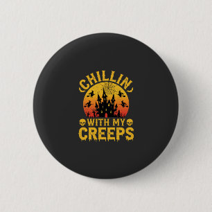 Halloween Chillin With My Creeps Haunted Castle De 6 Cm Round Badge