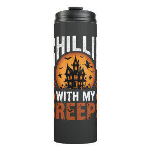 Halloween Chillin With My Creeps Haunted House Des Thermal Tumbler