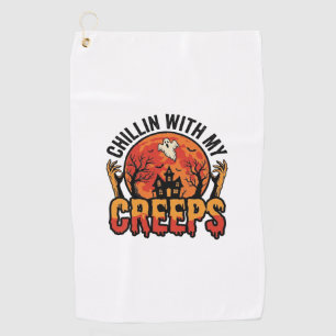 Halloween Chillin With My Creeps Vintage T-Shirt D Golf Towel