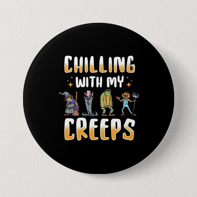 Halloween Chilling With Creeps 7.5 Cm Round Badge (Front)