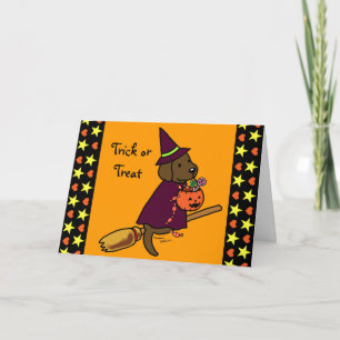 Halloween Chocolate Labrador Cartoon 1 Card