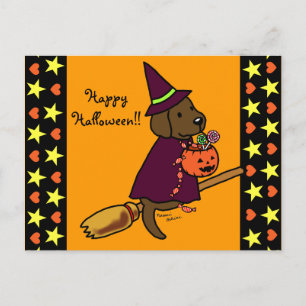 Halloween Chocolate Labrador Cartoon 1 Postcard