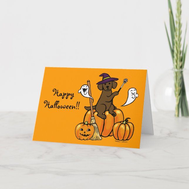 Halloween Chocolate Labrador Cartoon 2 Card (Front)