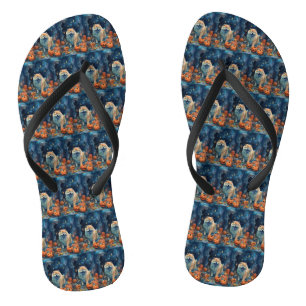 Halloween Chow Chow With Pumpkins Scary  Jandals