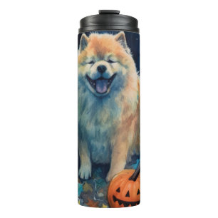 Halloween Chow Chow With Pumpkins Scary  Thermal Tumbler