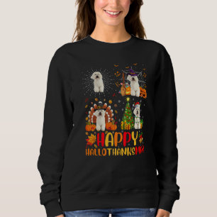 Halloween Christmas Bichon Frise Dog Hallothanksm Sweatshirt