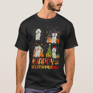 Halloween Christmas Bichon Frise Dog Hallothanksm T-Shirt