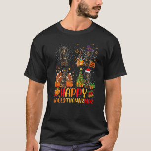 Halloween Christmas Dachshund Dog Hallothanksmas T-Shirt