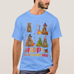 Halloween Christmas Dogue De Bordeau Dog Hallothan T-Shirt