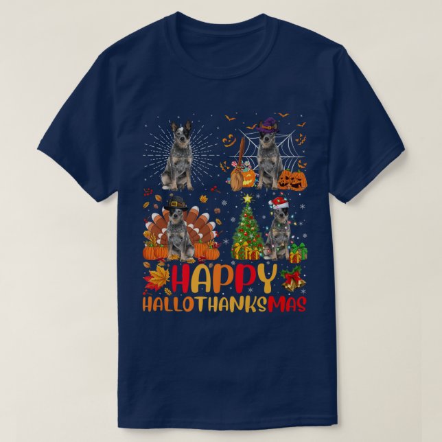 Halloween Christmas Funny Blue Heeler Dog Hallotha T-Shirt (Design Front)
