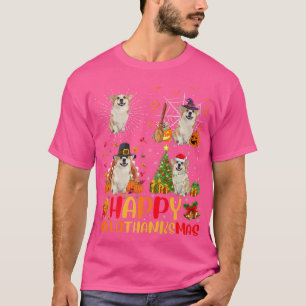 Halloween Christmas Funny Welsh Corgi Dog Hallotha T-Shirt