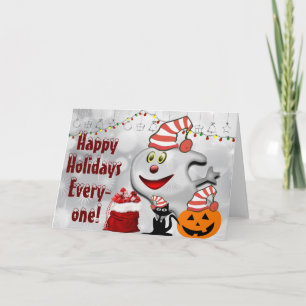 Halloween Christmas Greetings, Folded Holiday Card