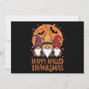Halloween Christmas Happy HalloThanksMas Gnomes Invitation