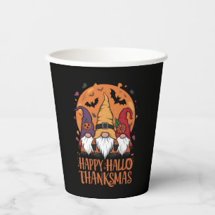 Halloween Christmas Happy HalloThanksMas Gnomes Paper Cups