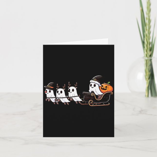 Halloween Christmas Santa's Reindeer Ghost Happy G Card (Front)