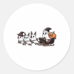 Halloween Christmas Santa's Reindeer Ghost Happy G Classic Round Sticker