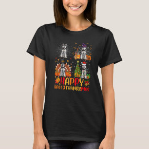 Halloween Christmas Siberian Husky Dog Hallothank T-Shirt