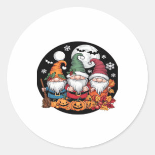 Halloween Christmas Thanksgiving Gnomes Classic T- Classic Round Sticker