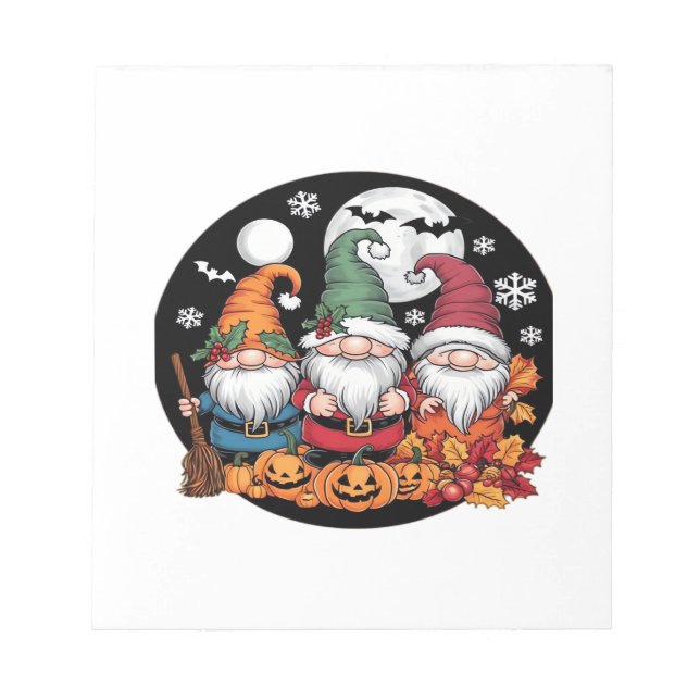 Halloween Christmas Thanksgiving Gnomes Classic T- Notepad (Front)