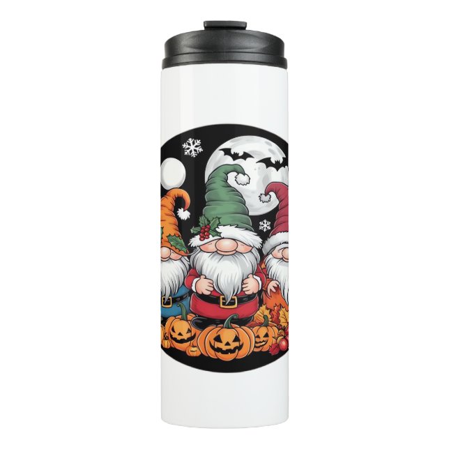 Halloween Christmas Thanksgiving Gnomes Classic T- Thermal Tumbler (Front)