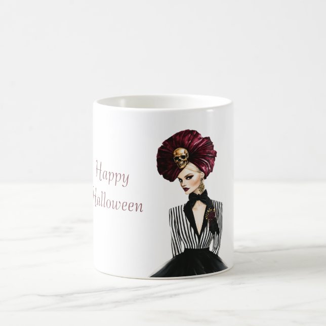 Halloween Circus Hat Skull Female Coffee Mug (Center)