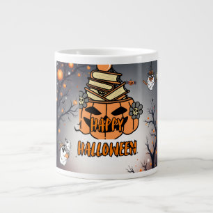 Halloween – citrouille sombre et sorcier large coffee mug