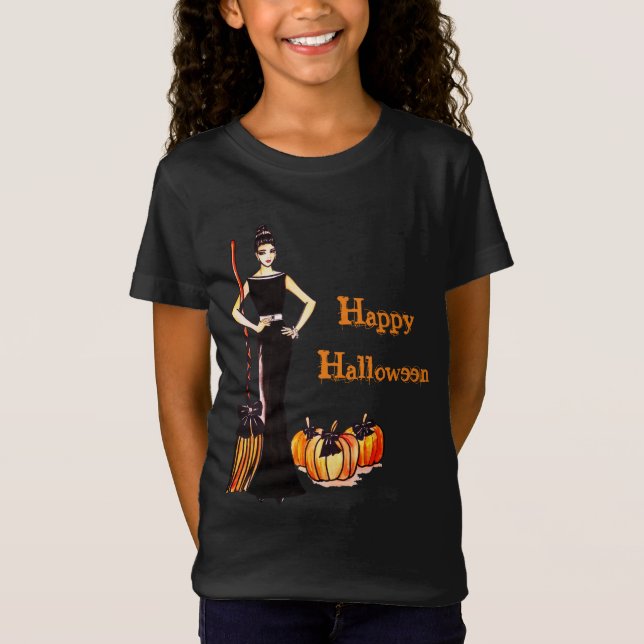 Halloween Classic Elegant Black Dress Fashion T-Shirt (Front)